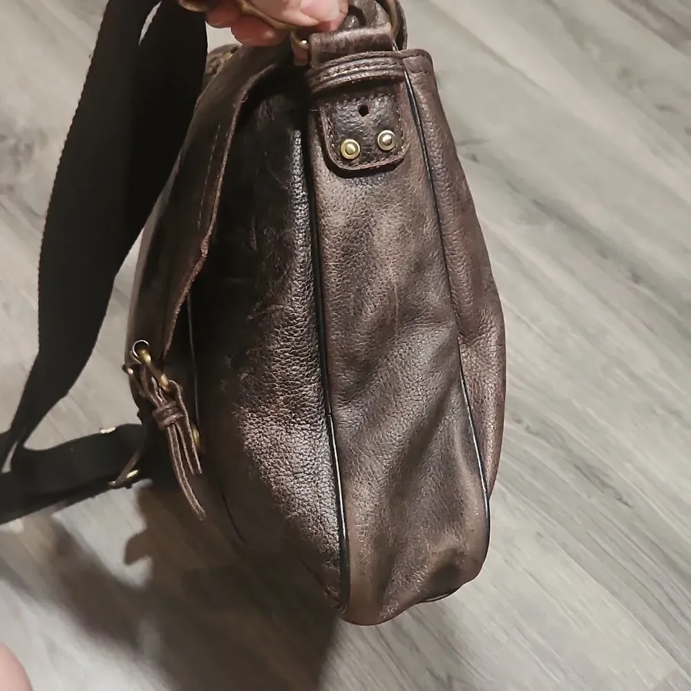 Vintage Distressed Leather Messenger Business Briefcase Bag